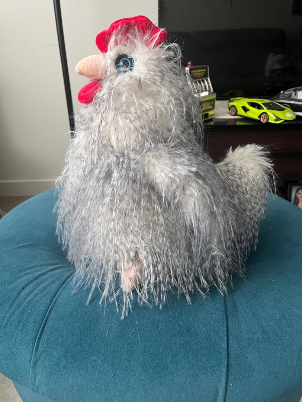 Plush Grey Chicken Toy for Small Pets - Soft Interactive Companion